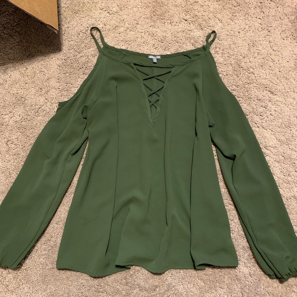 Charlotte Russe Green Cold Shoulder Blouse